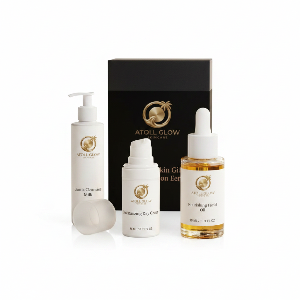 Atoll Glow Glowy Skin Gift Set – Cleanser, Day Cream & Facial Oil